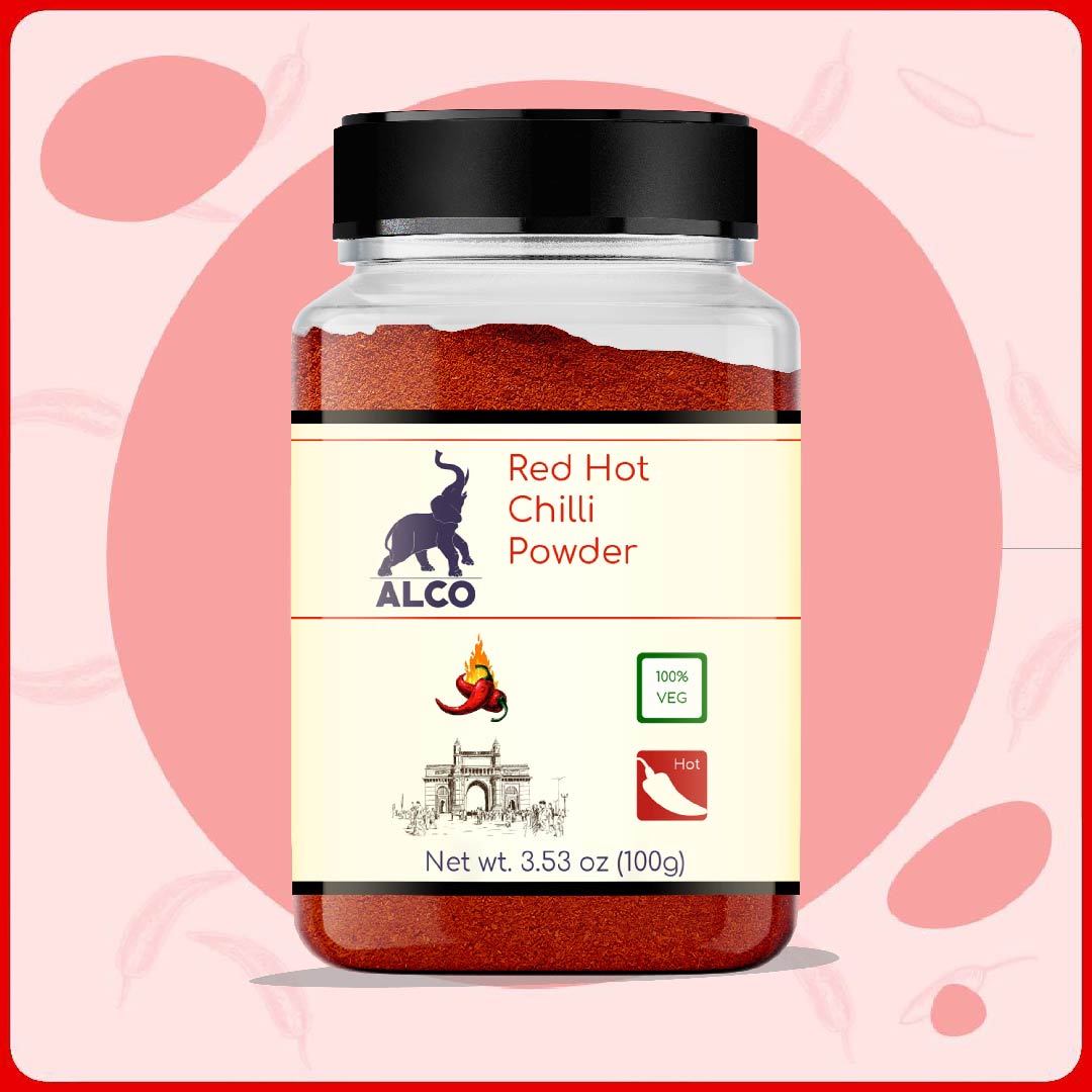 alcoeats Red Hot Chilli Powder- 100gm Jar