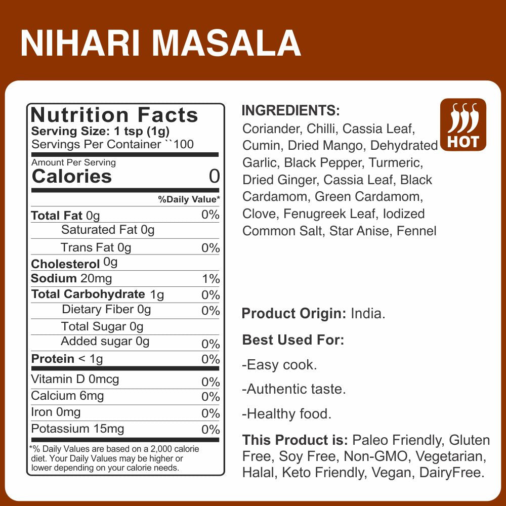 alcoeats Nihari Masala - Nutrition