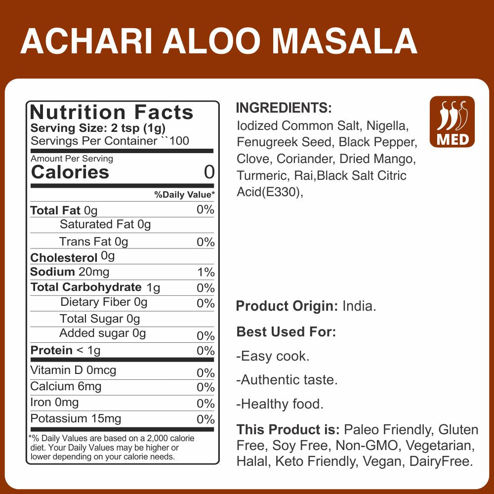 alcoeats Achari Aloo Masala-Nutrition