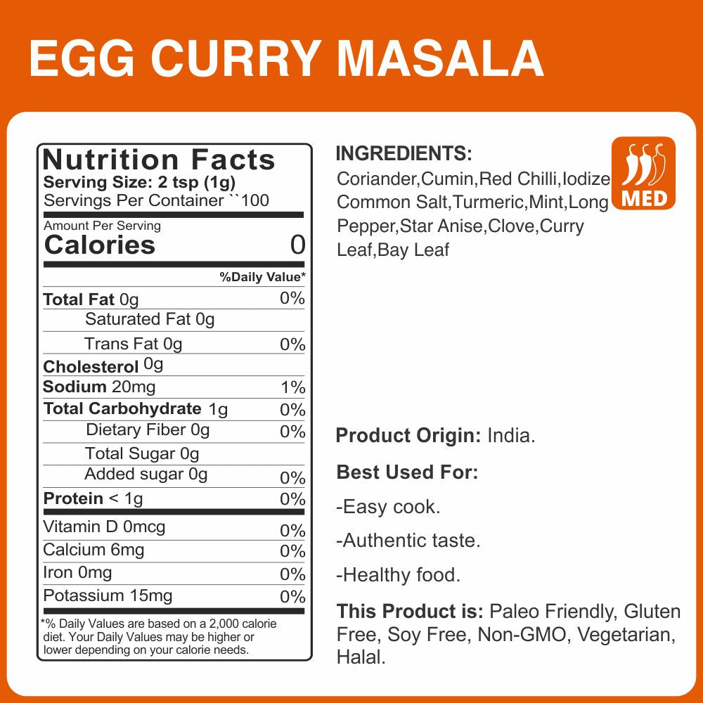alcoeats Egg Curry Masala-Nutrition