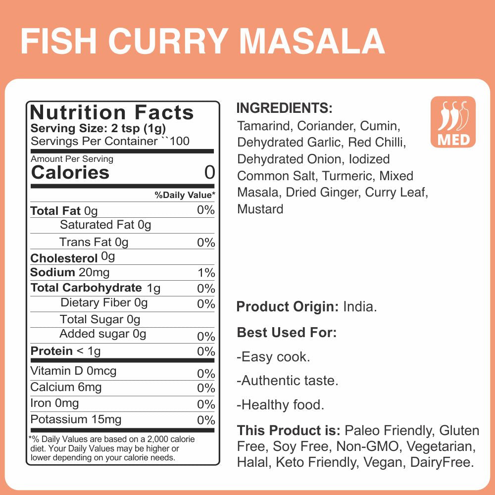 alcoeats Fish Curry Masala - Nutrition