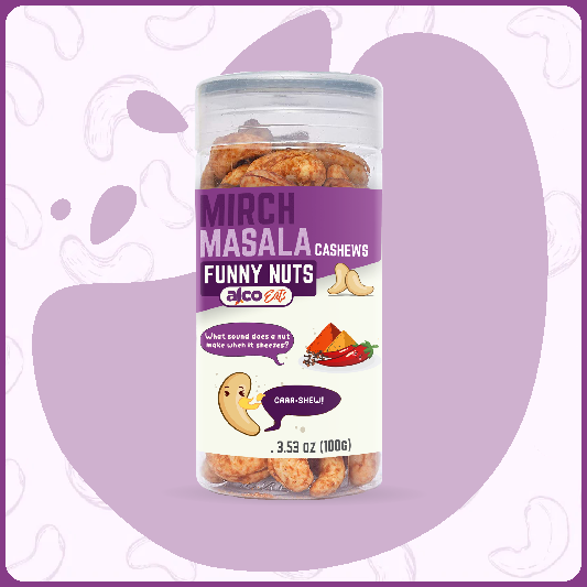 alcoeats Mirch Masala Cashews- Jar 3.53 oz