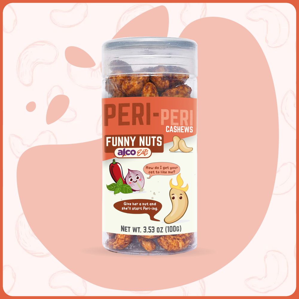 alcoeats Peri Peri Cashews -Jar 3.53 oz