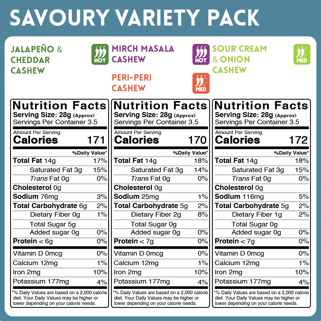 alcoeats Cashews In the Jar- Nutrition